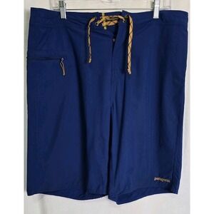 Patagonia Men Stretch Wavefarer Board Shorts 38‎ Glass Blue Zip Pocket